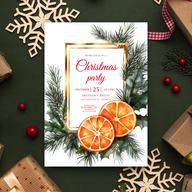 Invitation Oranges séchées aux agrumes Noël Fête de Noël (Citrus Dried Oranges Christmas Holiday Party Invitation)