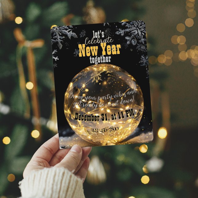 Invitation Orbe cristal Ethéal Lumières de fées dorées Nouvel (Créateur téléchargé)