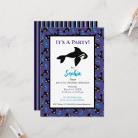 Orca Baleine violet et Motif bleu Anniversaire