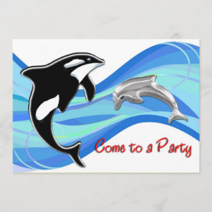 Invitation Orca et dauphin dans les vagues