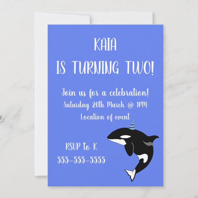 Invitation Orca Killer Whale Anniversaire (Devant)
