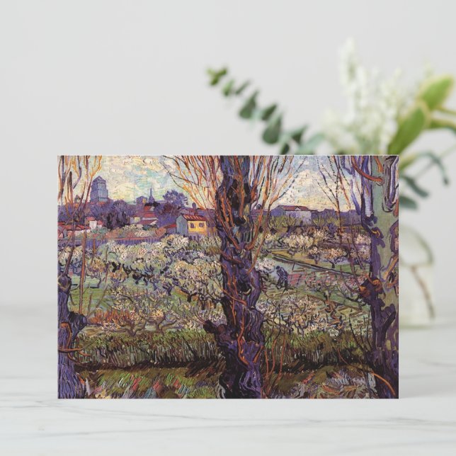 Invitation Orchard à Blossom, Arles par Vincent van Gogh (Debout devant)