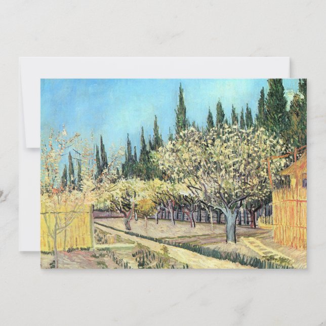Invitation Orchard Van Gogh à Blossom, Bordé par Cyprès (Devant)