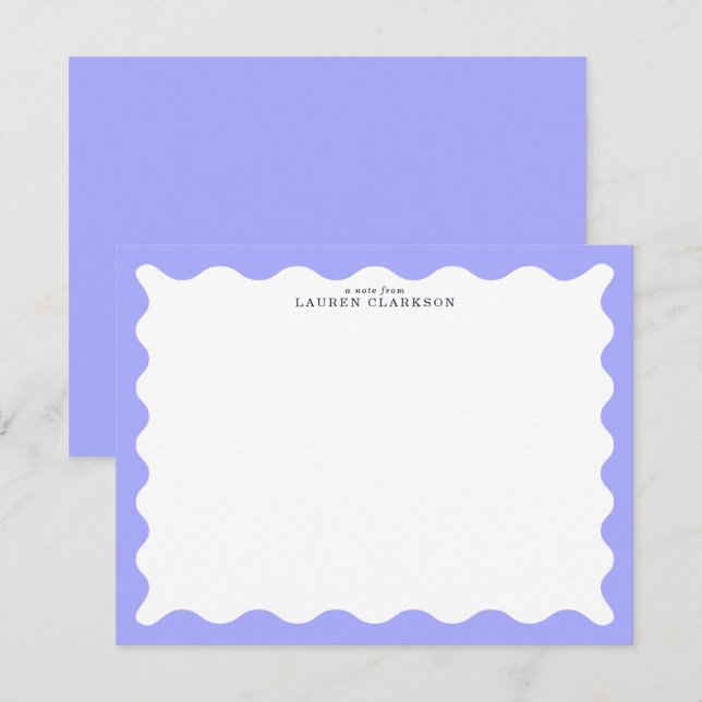Invitation Orchid Purple Wavy Frame Note Card (Devant / Derrière)