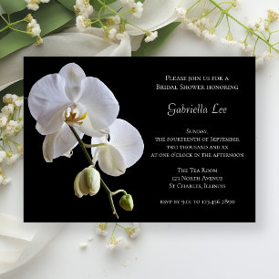 Invitation Orchidée blanche sur Fête des mariées noire