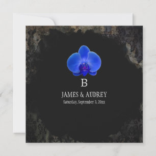Invitation Orchidée bleue PixDezines/damas noir grunge