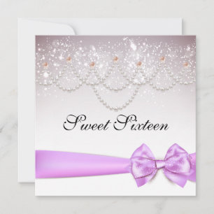 Invitation Orchidée Bow et perles étincelles Sweet sixteen