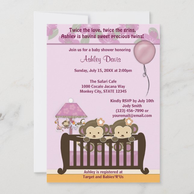 Invitation ORCHIDÉE de huche d'invitation de baby shower de (Devant)