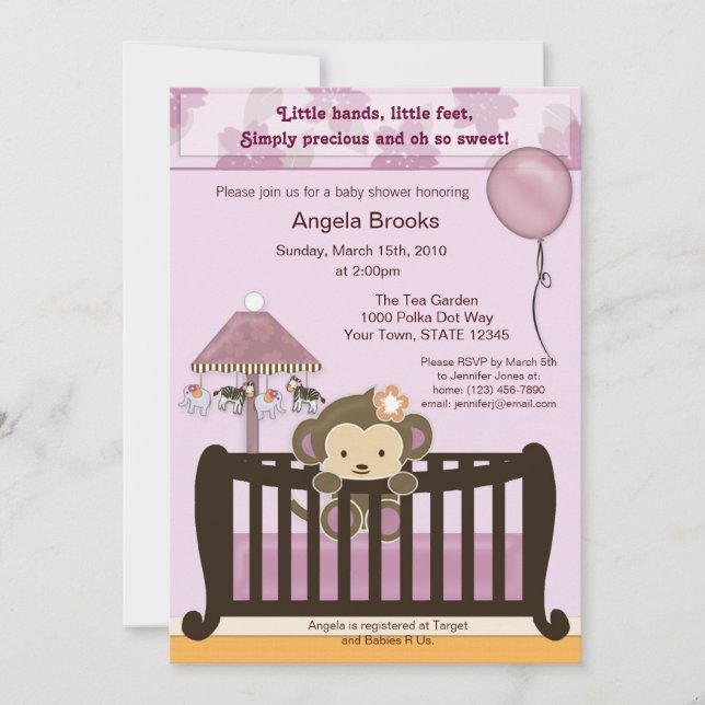 Invitation ORCHIDÉE de l'invitation CJ de baby shower de (Devant)