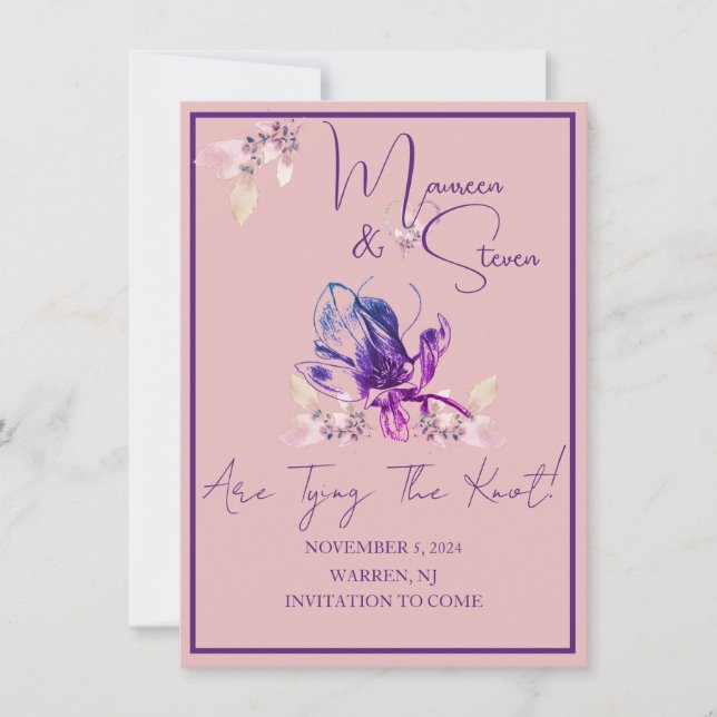 Invitation Orchidée Flower Dusty Rose Enregistrer la date (Devant)
