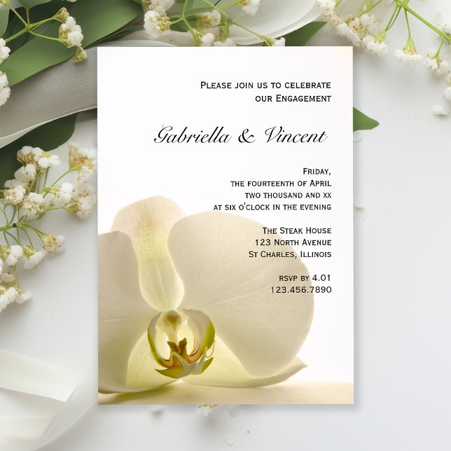 Invitation Orchidée Flower sur la White Engagement Party (Créateur téléchargé)