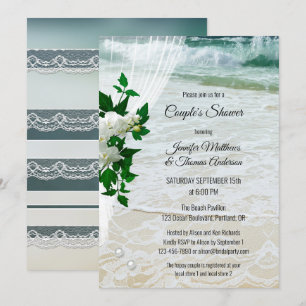 Invitation Orchidée Lace Beach Bridal Couple Douche Invitatio