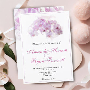 Invitation Orchidée rose aquarelle fleur floral mariage