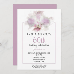 Invitation Orchidée rose Aquarelle Florale 60e anniversaire