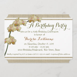 Invitation Orchidée violette et rayures Anniversaire