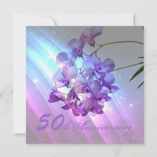Invitation orchidée violette florale 50e anniversaire de mari (Devant)
