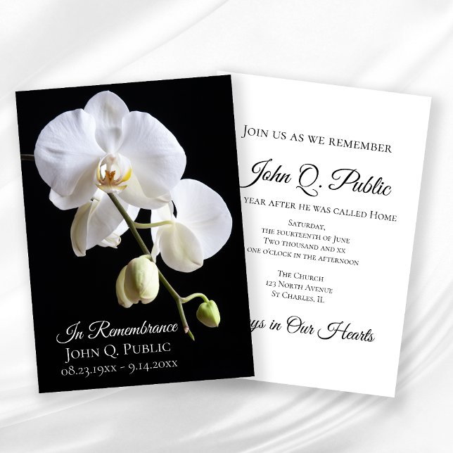 Invitation Orchidées blanches à l'anniversaire de la mort noi (Créateur téléchargé)