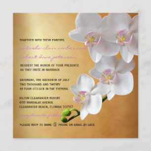 Invitation Orchidées blanches de lueur d'or de gradient
