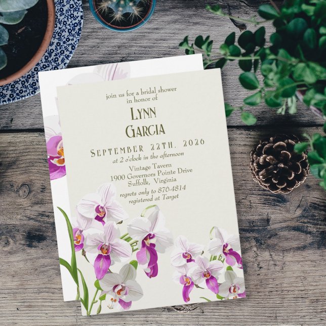 Invitation Orchidées blanches et magenta Fête des mariées de  (Créateur téléchargé)