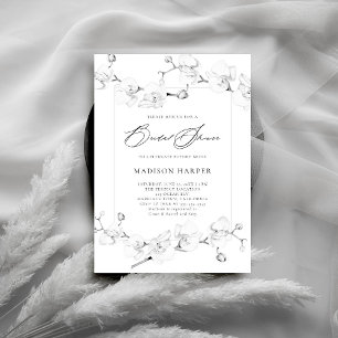 Invitation Orchidées blanches Noir Blanc Art moderne Fête des