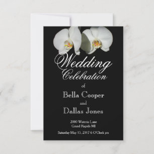 Invitation Orchidées blanches romantiques, photo florale trop