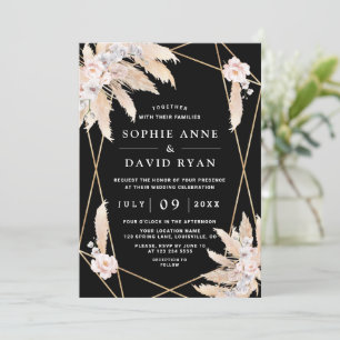 Invitation Orchidées blanches Rose rose Pampas Grass Mariage 