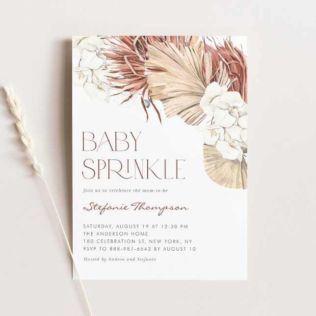 Invitation Orchidées de Boho et Feuilles de palmier séché sau (Créateur téléchargé)