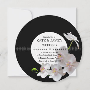 Invitation Orchidées de disques de vinyle rétro Mariage moder