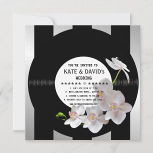 Invitation Orchidées de disques de vinyle rétro Mariage moder
