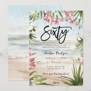 Invitation Orchidées de plage tropicale 60e anniversaire