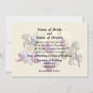 Invitation Orchidées Phalaenopsis jaune pâle et magenta