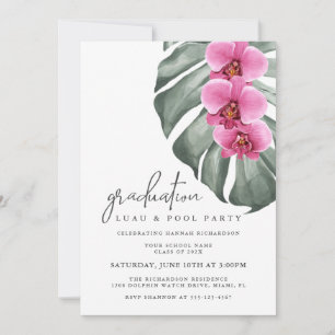 Invitation Orchidées roses chaudes Tropical Graduical Pool Pa