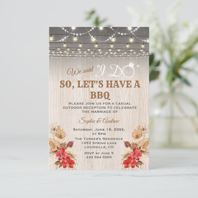 Invitation Orchidées Rouges Pampas Bois d'herbe après je fais (Debout devant)