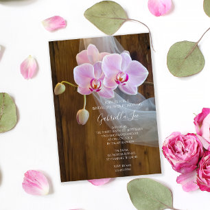 Invitation Orchidées rustiques Élégantes Pays Fête des mariée
