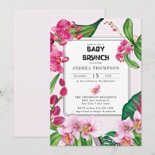 Invitation Orchidées tropicales   Baby shower floral rose
