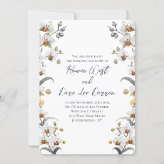Invitation Orchidées Vintages blanches Mariage floral
