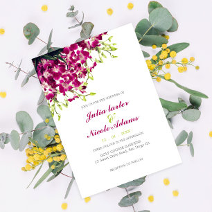 Invitation Orchidées Violettes Branche Botanique Florale Mari