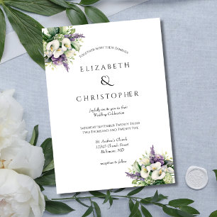 Invitation Orchidées violettes Lys calla blancs Mariage flora
