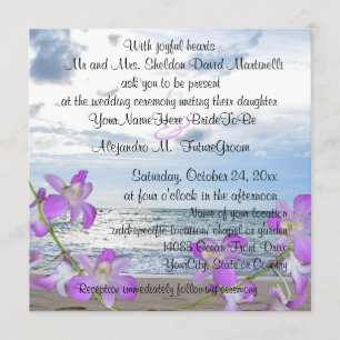 Invitation Orchidées Violettes Plage Jolie