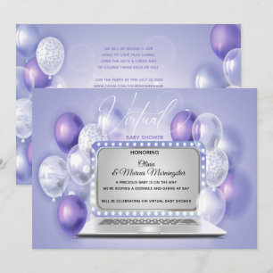 Invitation Ordinateur portable Amethyst Baby shower virtuel n