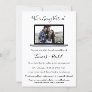Invitation ordinateur portable mariage virtuel photo minimali