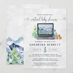Invitation Ordinateur portable Mountain   Baby shower virtuel