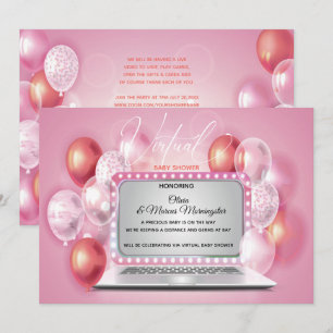 Invitation Ordinateur portable rose bonbon en coton Bébé virt