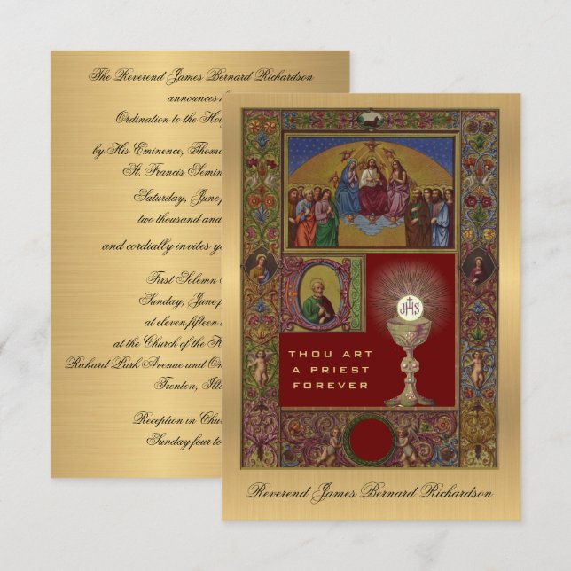 Invitation Ordination catholique à la Sainte Prêtr (Devant / Derrière)