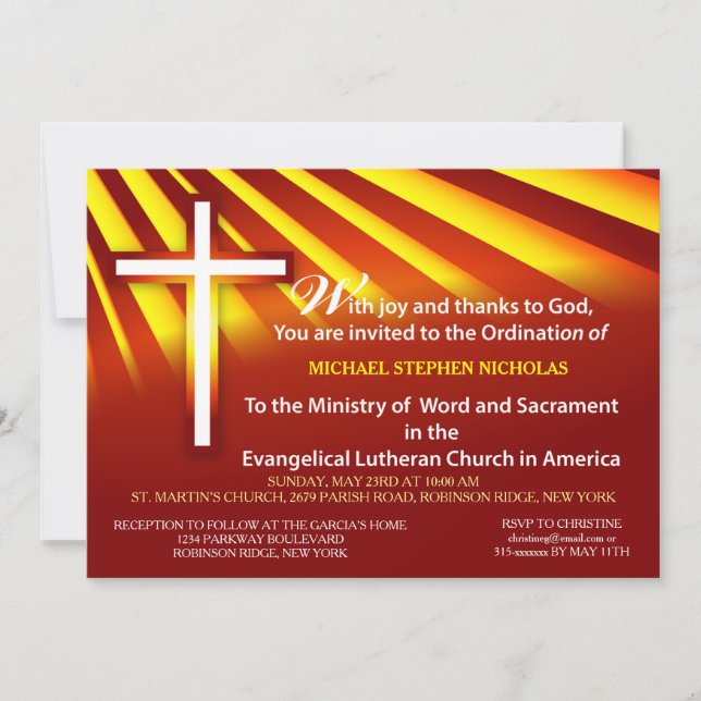 Invitation Ordination d'invitation Personnaliser du ministre  (Devant)