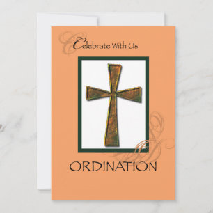 Invitation Ordination Metallic Cross