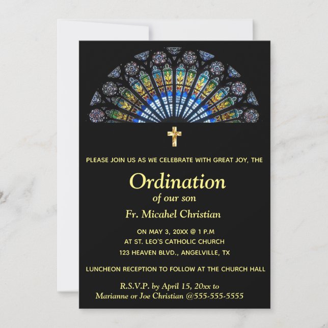 Invitation Ordination modifiable Événement Religieux Verre Ti (Devant)
