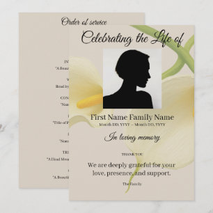 Invitation Ordre de service lys calla