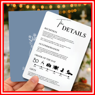 Invitation Ordre des événements de mariage Bleu Poussiéreux 