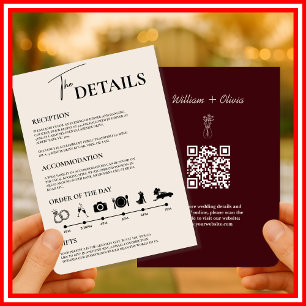 Invitation Ordre des événements de mariage formel Bourgogne &